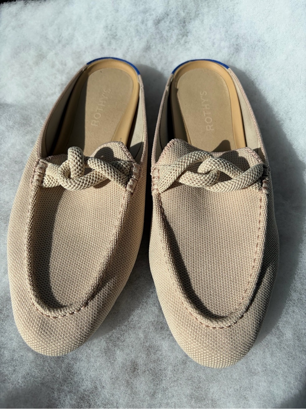 Rothy's Men’s Beige Braided Knit Slip-On Loafers